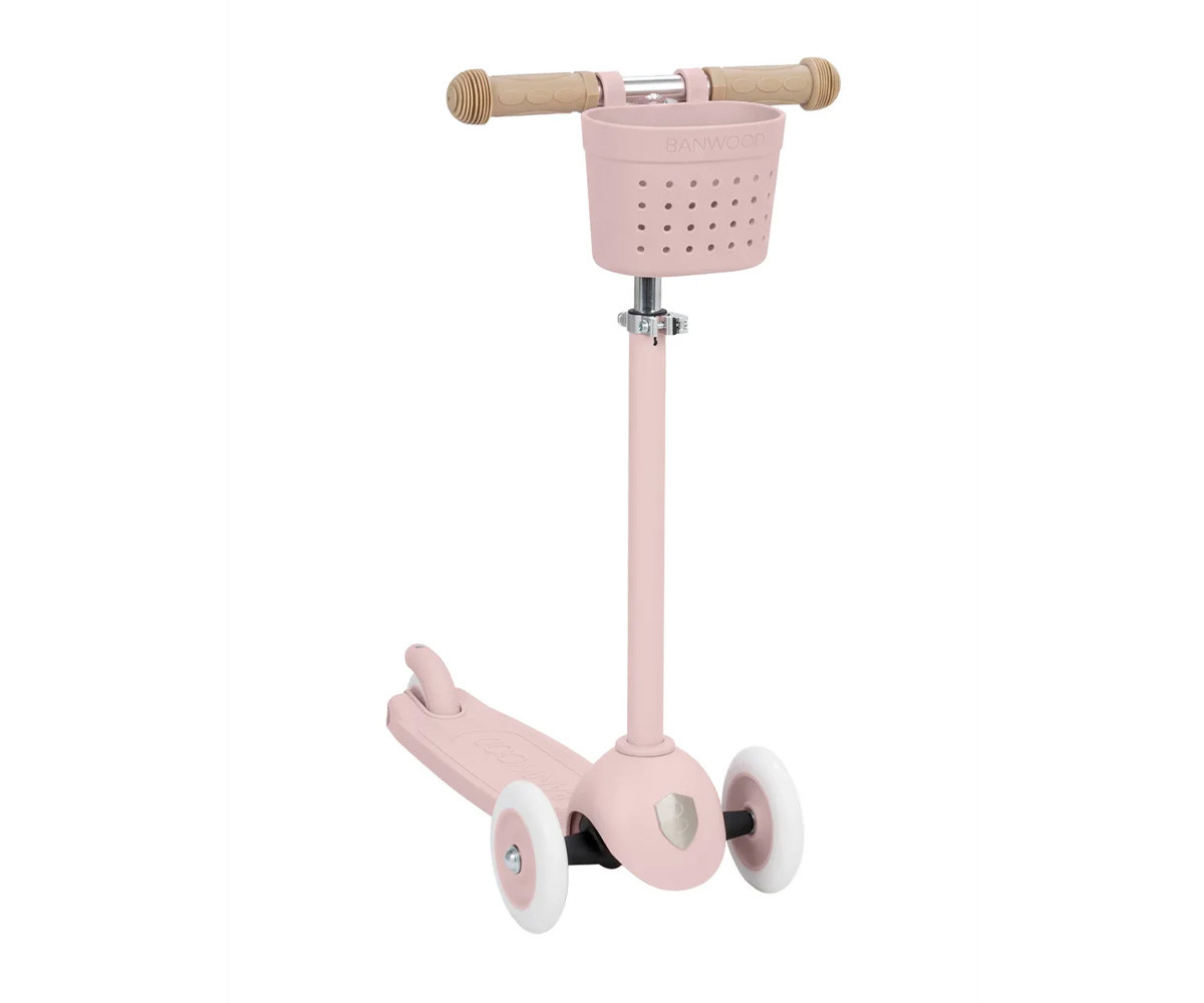 Eco Scooter Banwood + Cesta Pin & Ride Faded Pink