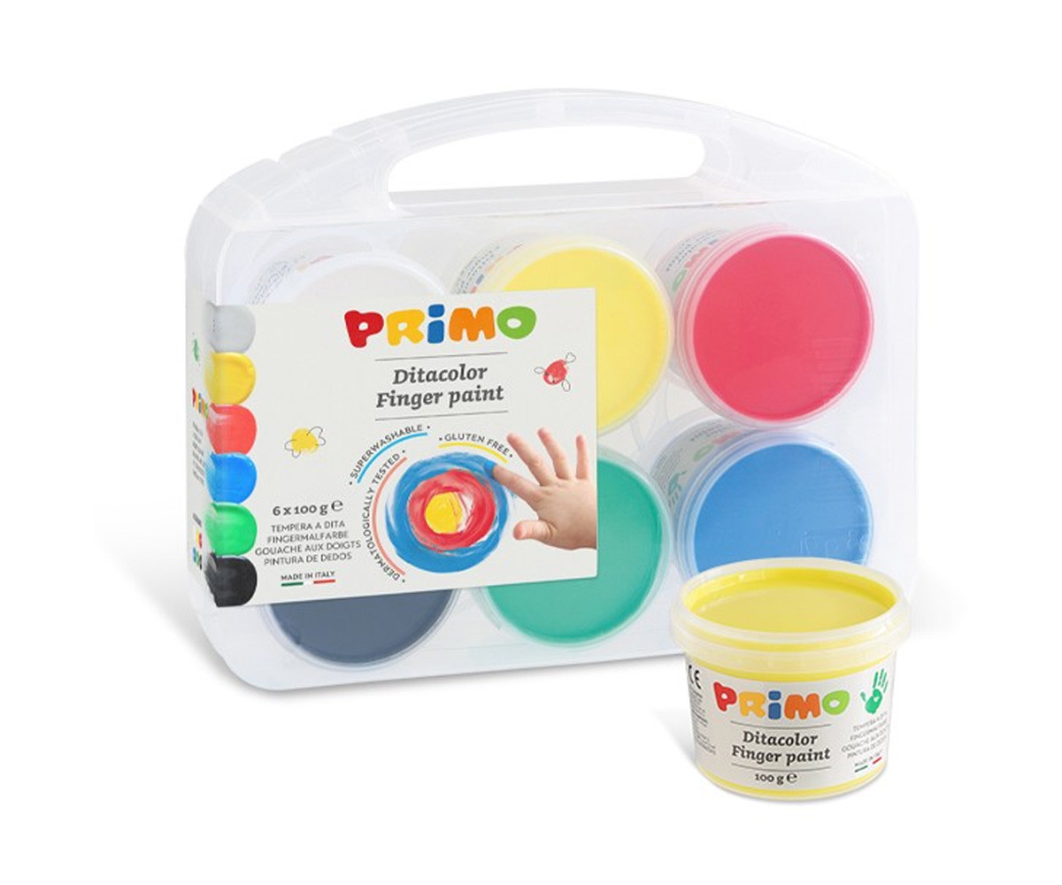 6 Botes de Pintura para Dedos con Maletín