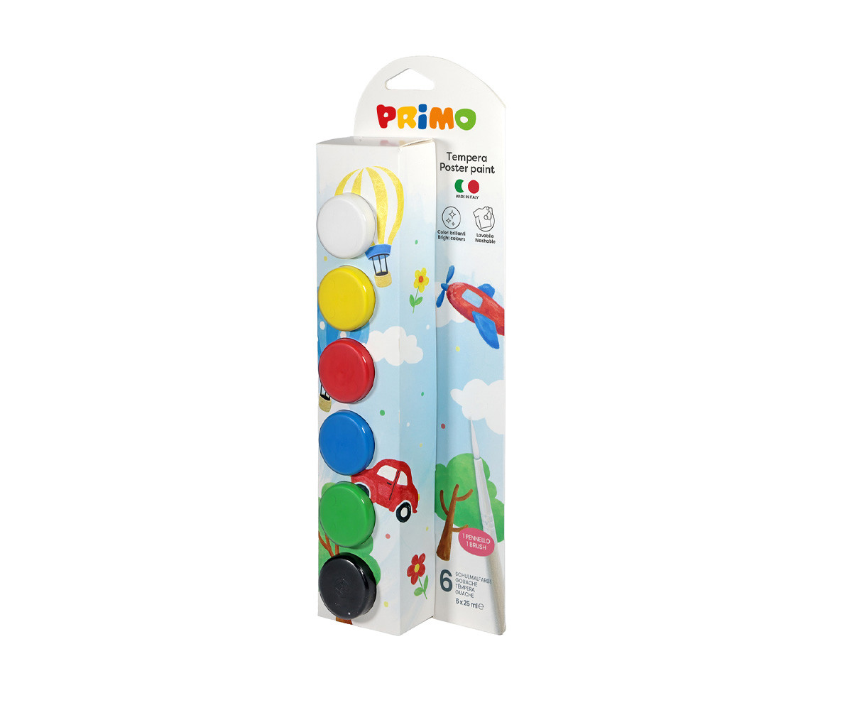 6 Vasetti Tempera Colori Primari 25 ml