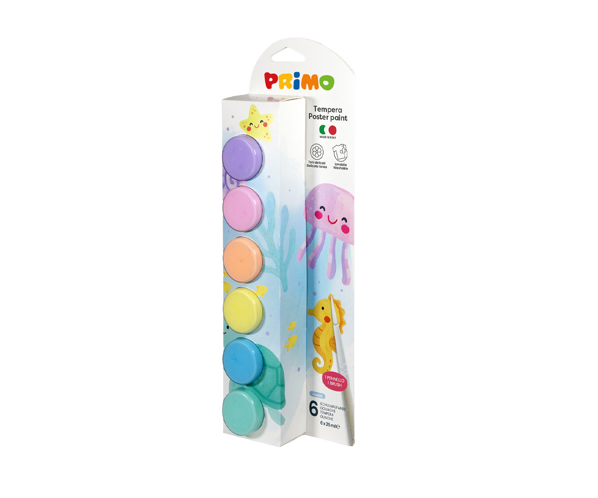 6 Botes de Témperas Pastel 25ml