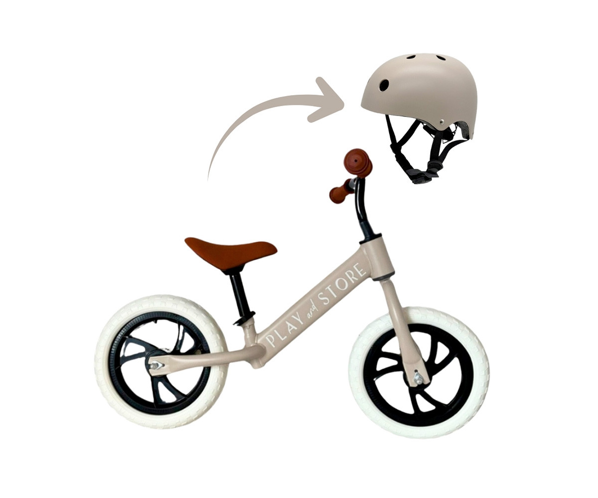 Bicicleta Equilibrio Premium + Capacete Light Taupe