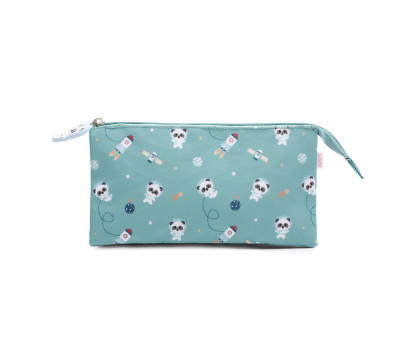 Trousse à 3 Compartiments Pandas in Space Personnalisable