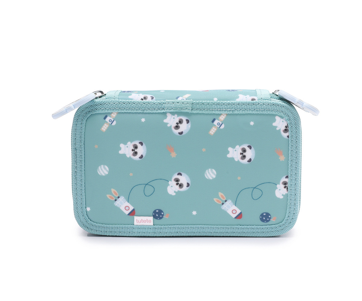 Trousse Plumier Double Pandas in Space