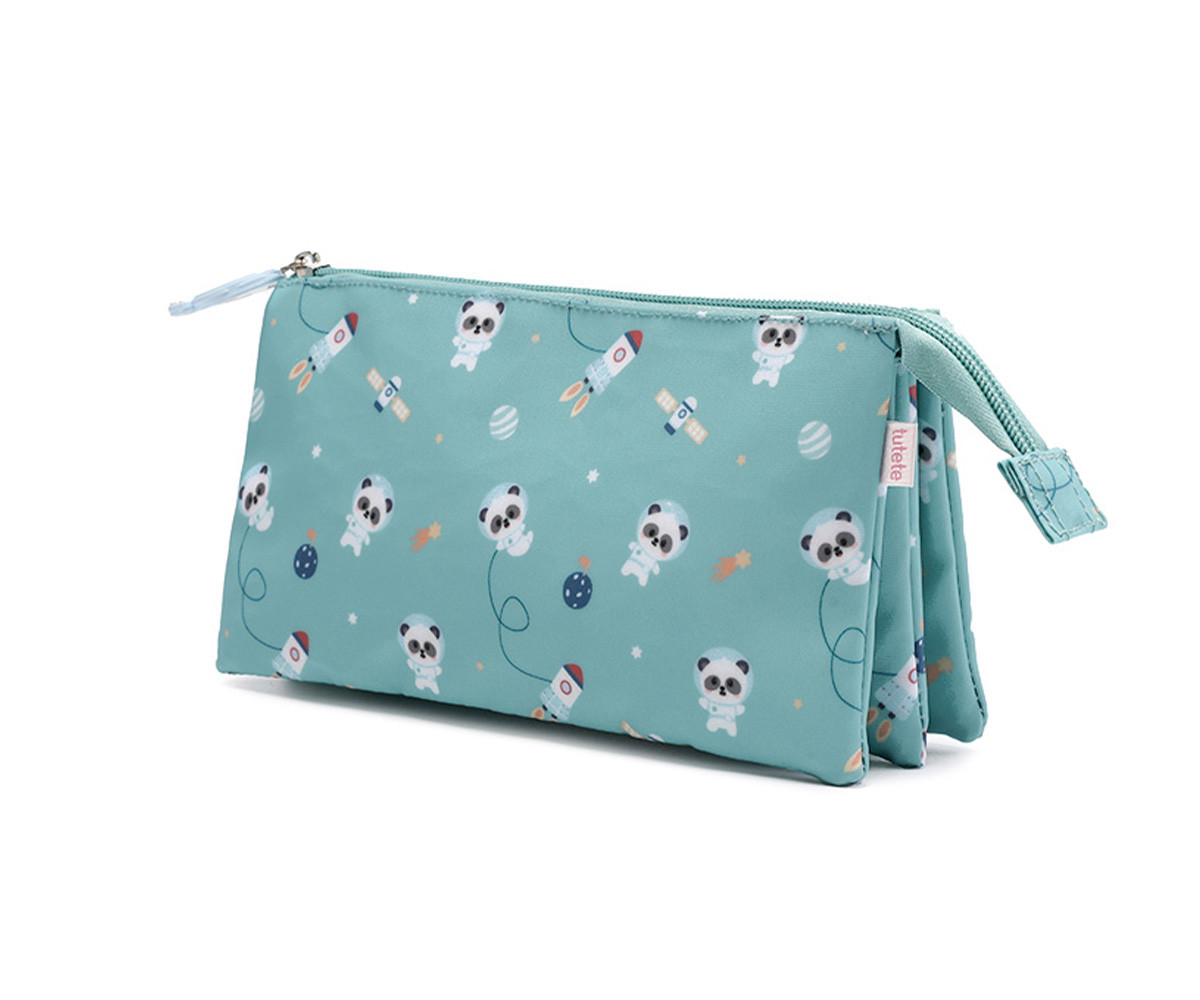 Trousse à 3 Compartiments Pandas in Space Personnalisable