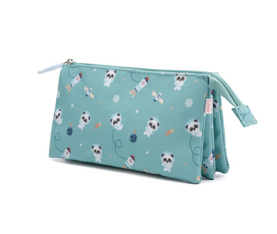 Trousse à 3 Compartiments Pandas in Space Personnalisable