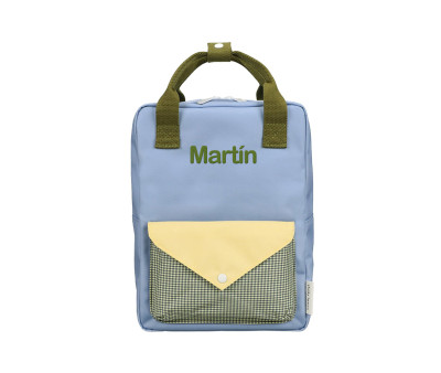 Mochila Escolar Mediana Personalizable Envelope Cloud Blue