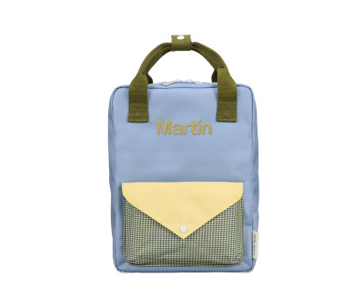 Mochila Escolar Mediana Personalizable Envelope Cloud Blue
