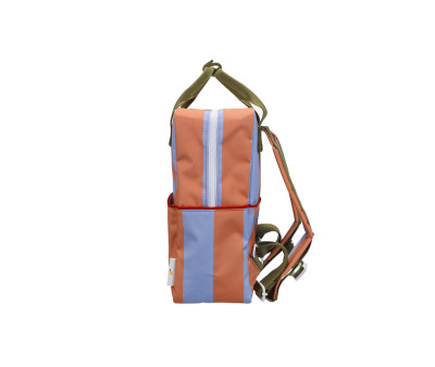 Mochila Escolar Mediana Personalizable Stripes Cloud Blue + Maple Whirl