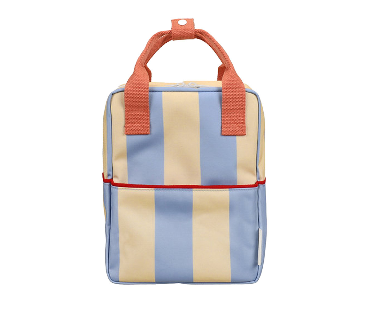 Mochila Pequeña Personalizable Stripes Cloud Blue + Twiggy Beige