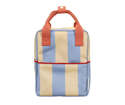 Mochila Pequeña Personalizable Stripes Cloud Blue + Twiggy Beige
