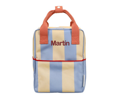 Mochila Pequeña Personalizable Stripes Cloud Blue + Twiggy Beige