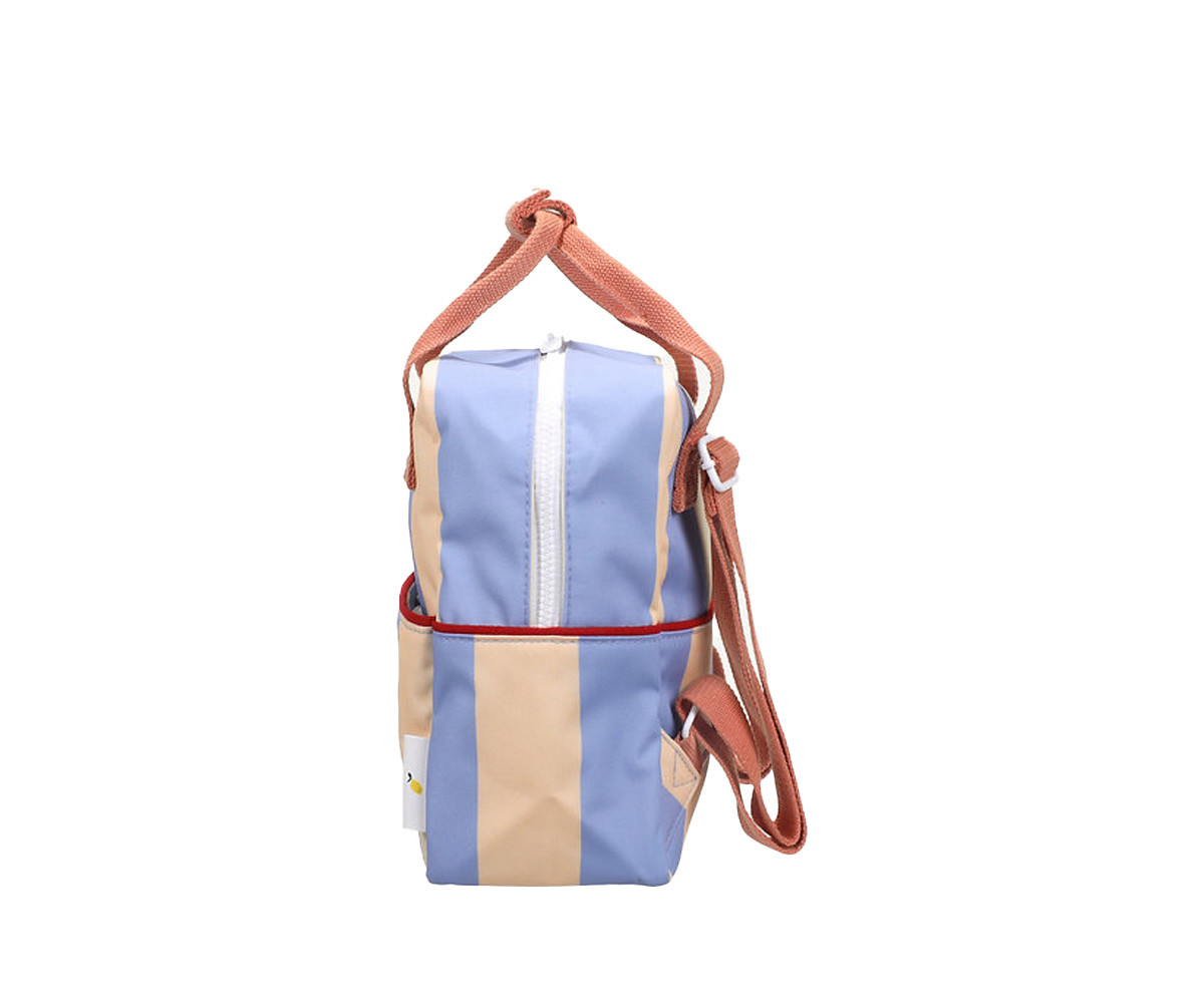 Mochila Pequeña Personalizable Stripes Cloud Blue + Twiggy Beige