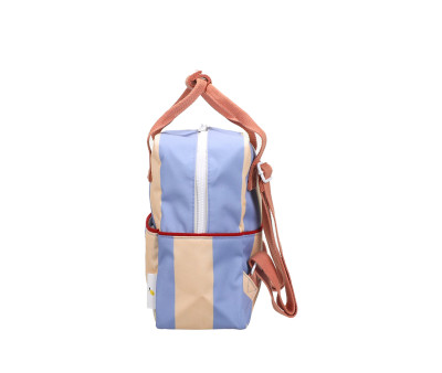 Mochila Pequeña Personalizable Stripes Cloud Blue + Twiggy Beige