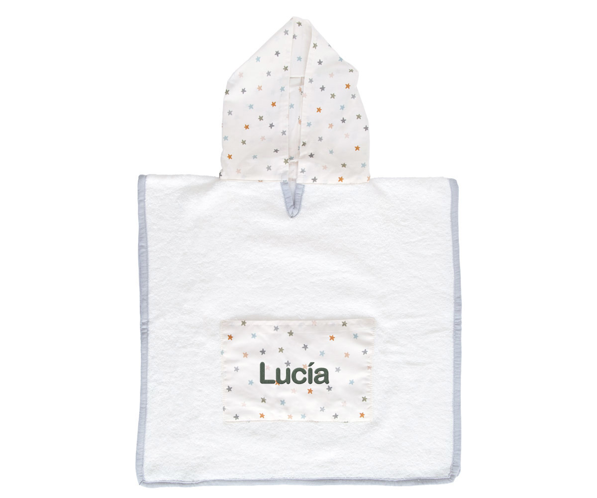 Poncho Little Stars Blue Personalizable