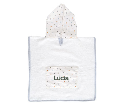 Poncho Little Stars Blue Personalizable