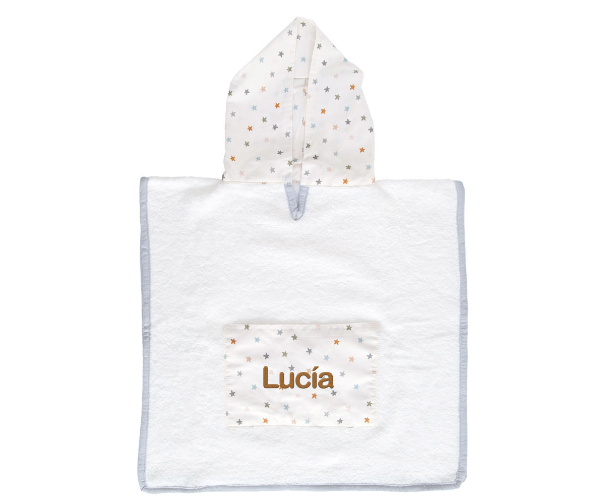 Poncho Little Stars Blue Personalizable