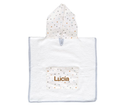Poncho Little Stars Blue Personalizable