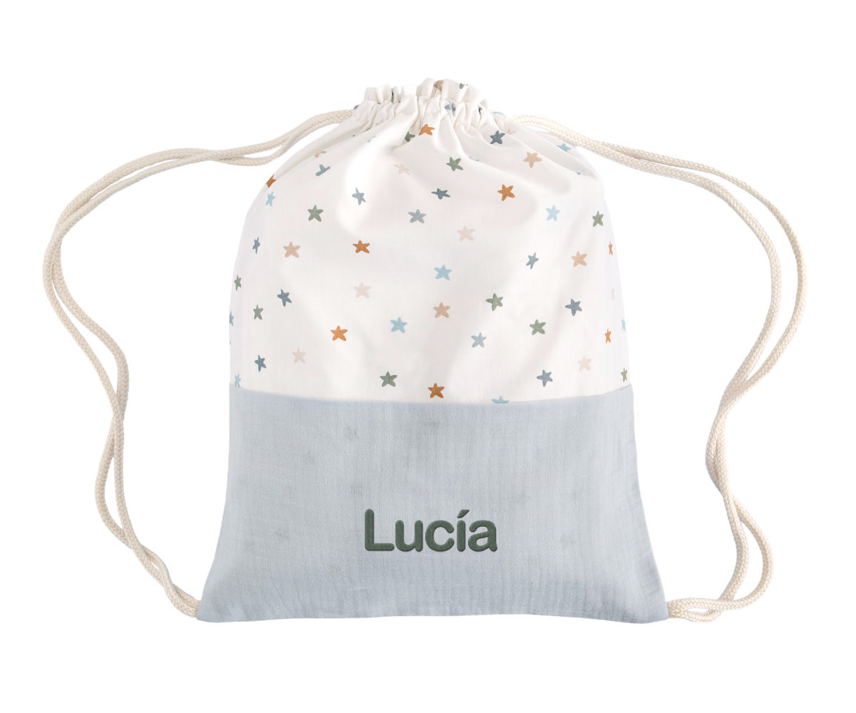 Mochila Saco Little Stars Blue Personalizable