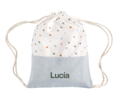 Mochila Saco Little Stars Blue Personalizable