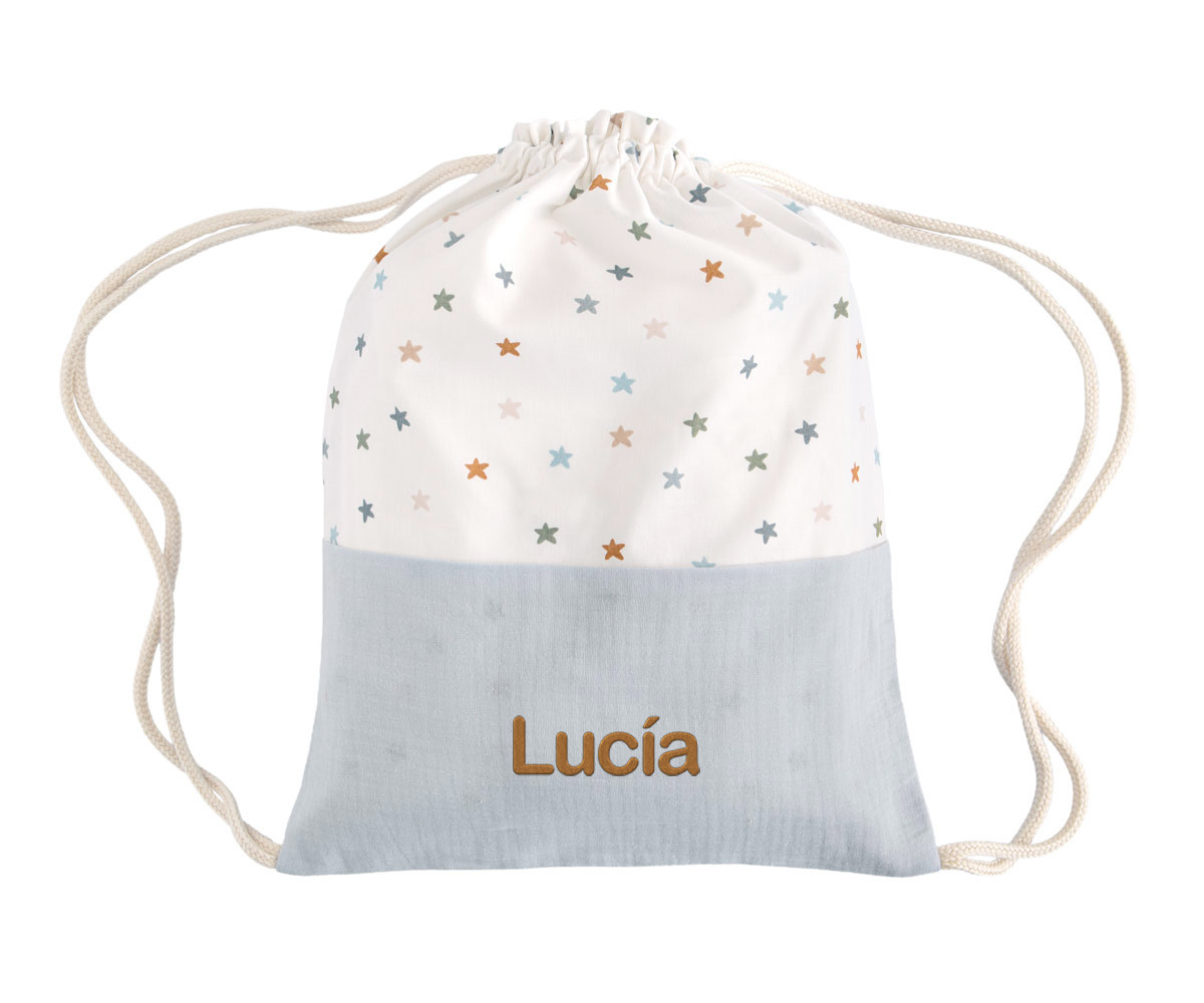 Mochila Saco Little Stars Blue Personalizable