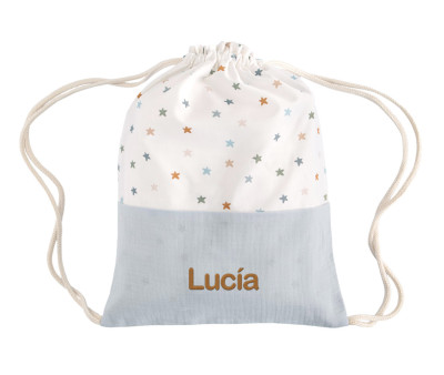 Mochila Saco Little Stars Blue Personalizable