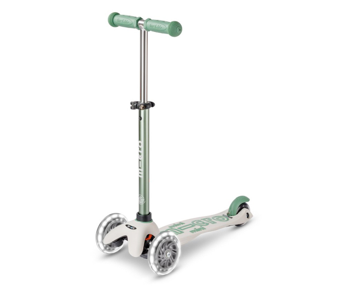 Patinete Plegable Mini Micro Deluxe Eco Verde Pistacho Luces LED