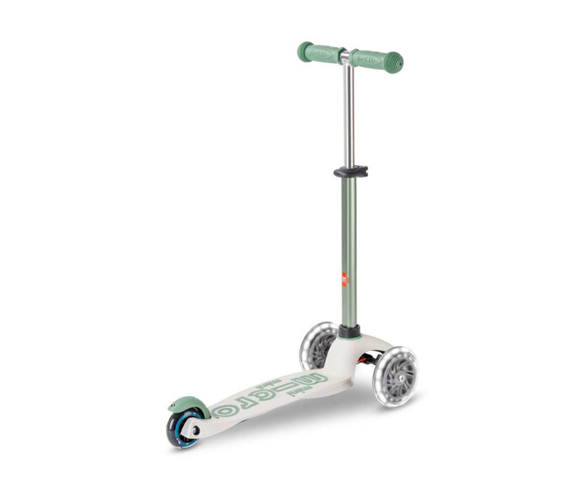 Patinete Plegable Mini Micro Deluxe Eco Verde Pistacho Luces LED