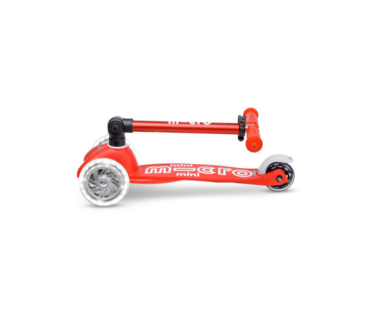 Patinete Plegable Mini Micro Deluxe Rojo Luces LED
