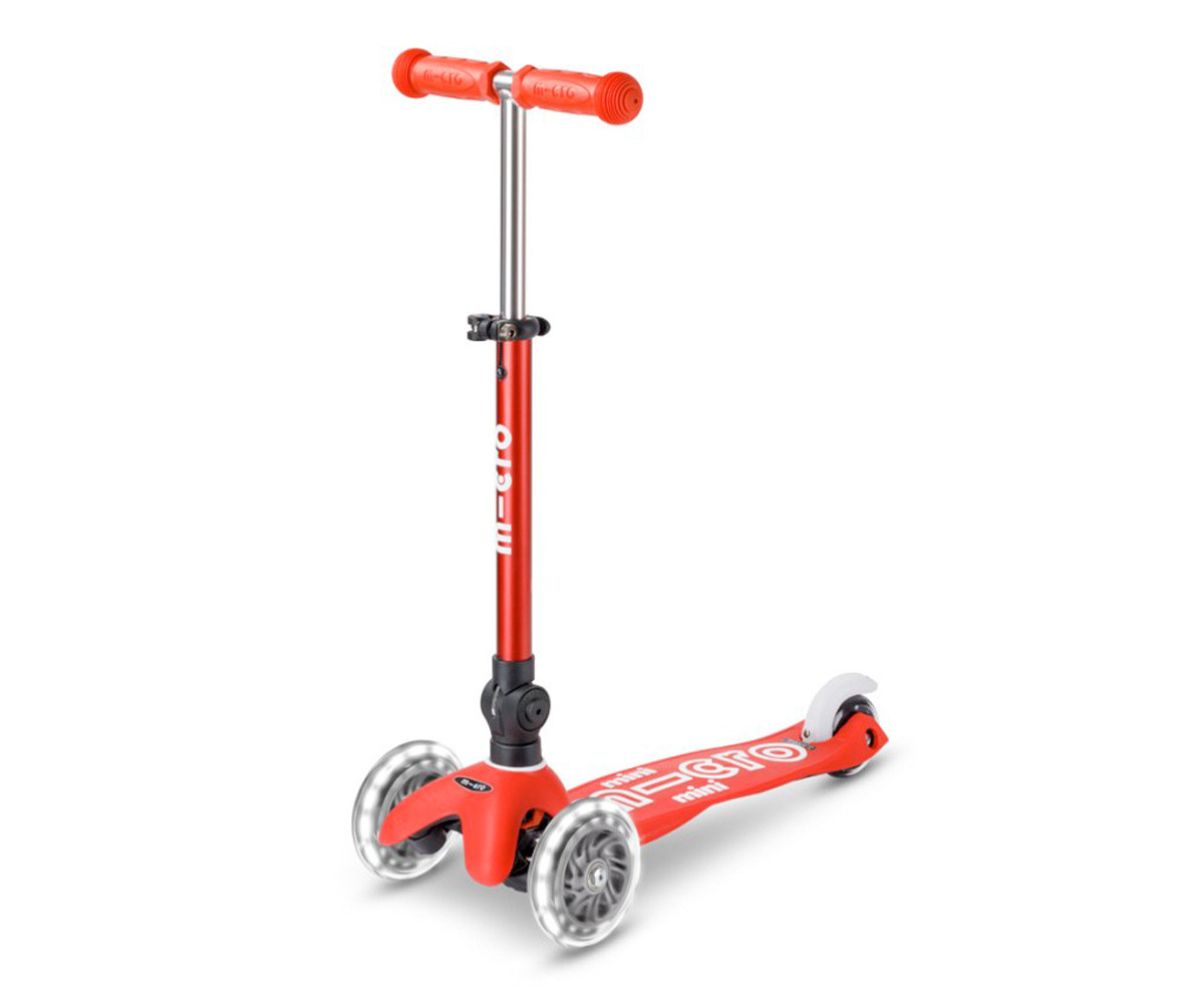 Patinete Plegable Mini Micro Deluxe Rojo Luces LED