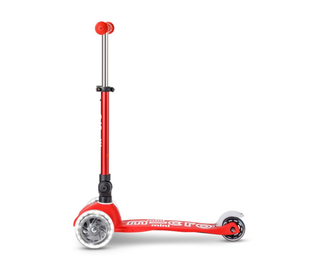 Patinete Plegable Mini Micro Deluxe Rojo Luces LED