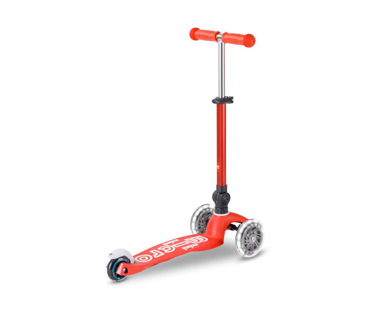 Patinete Plegable Mini Micro Deluxe Rojo Luces LED