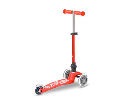 Patinete Plegable Mini Micro Deluxe Rojo Luces LED