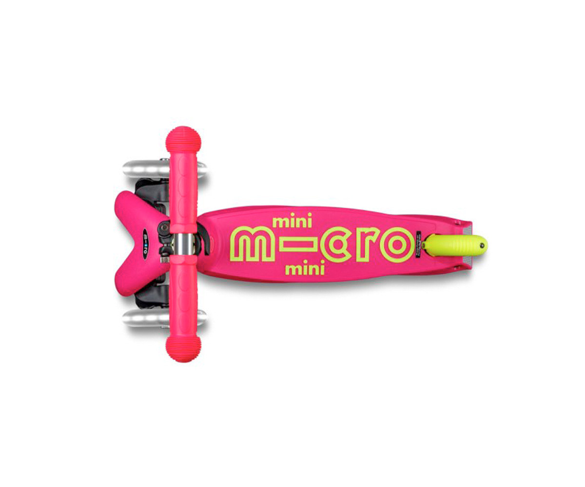 Patinete Plegable Mini Micro Deluxe Neon Rosa/Amarillo Luces LED