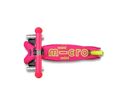 Patinete Plegable Mini Micro Deluxe Neon Rosa/Amarillo Luces LED