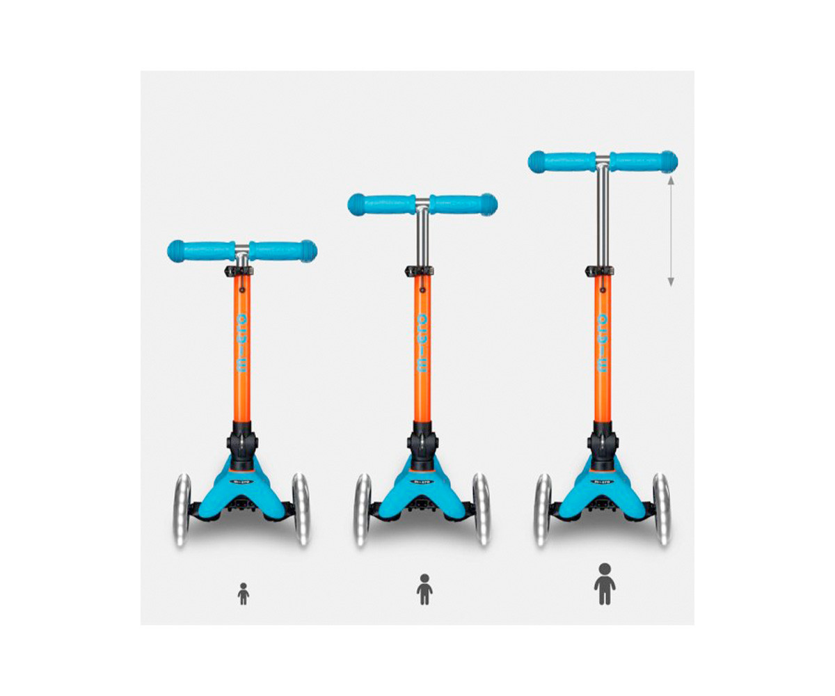 Patinete Plegable Mini Micro Deluxe Neon Azul/Naranja Luces LED