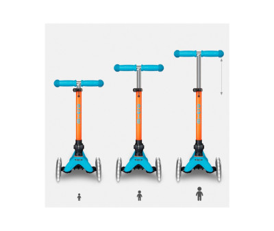 Patinete Plegable Mini Micro Deluxe Neon Azul/Naranja Luces LED