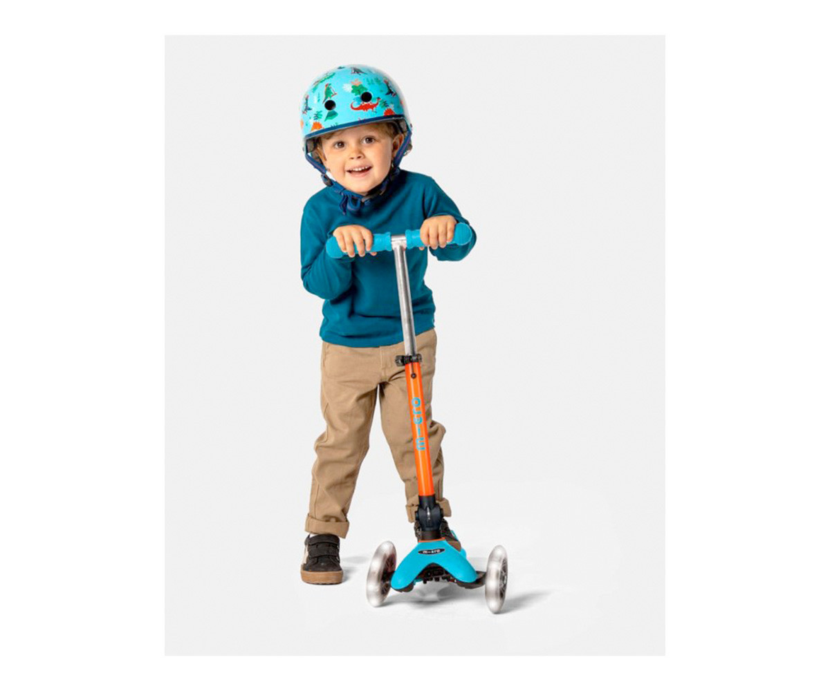 Patinete Plegable Mini Micro Deluxe Neon Azul/Naranja Luces LED