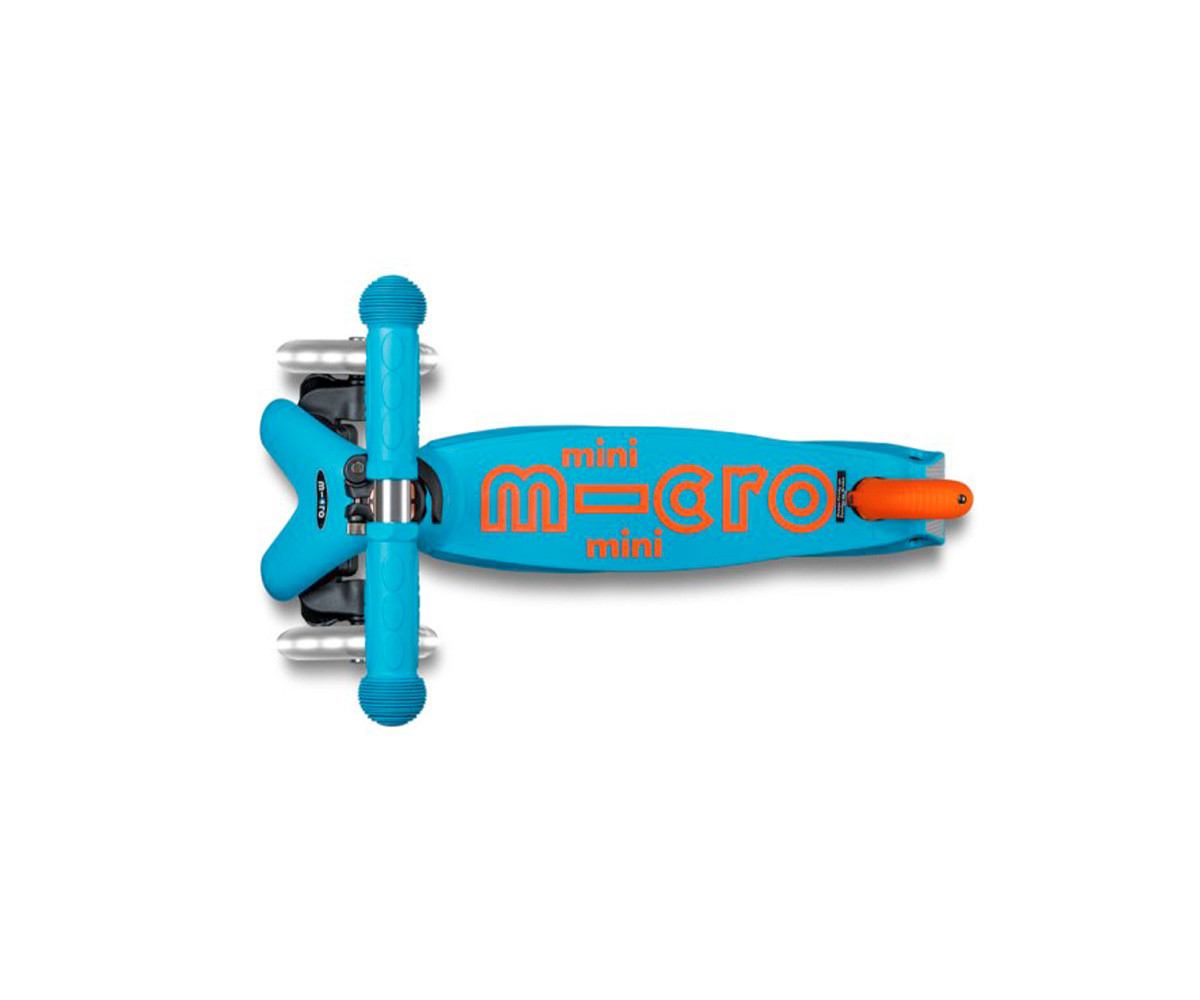 Patinete Plegable Mini Micro Deluxe Neon Azul/Naranja Luces LED