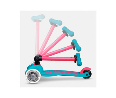 Patinete Plegable Mini Micro Deluxe Neon Aqua/Fucsia Luces LED