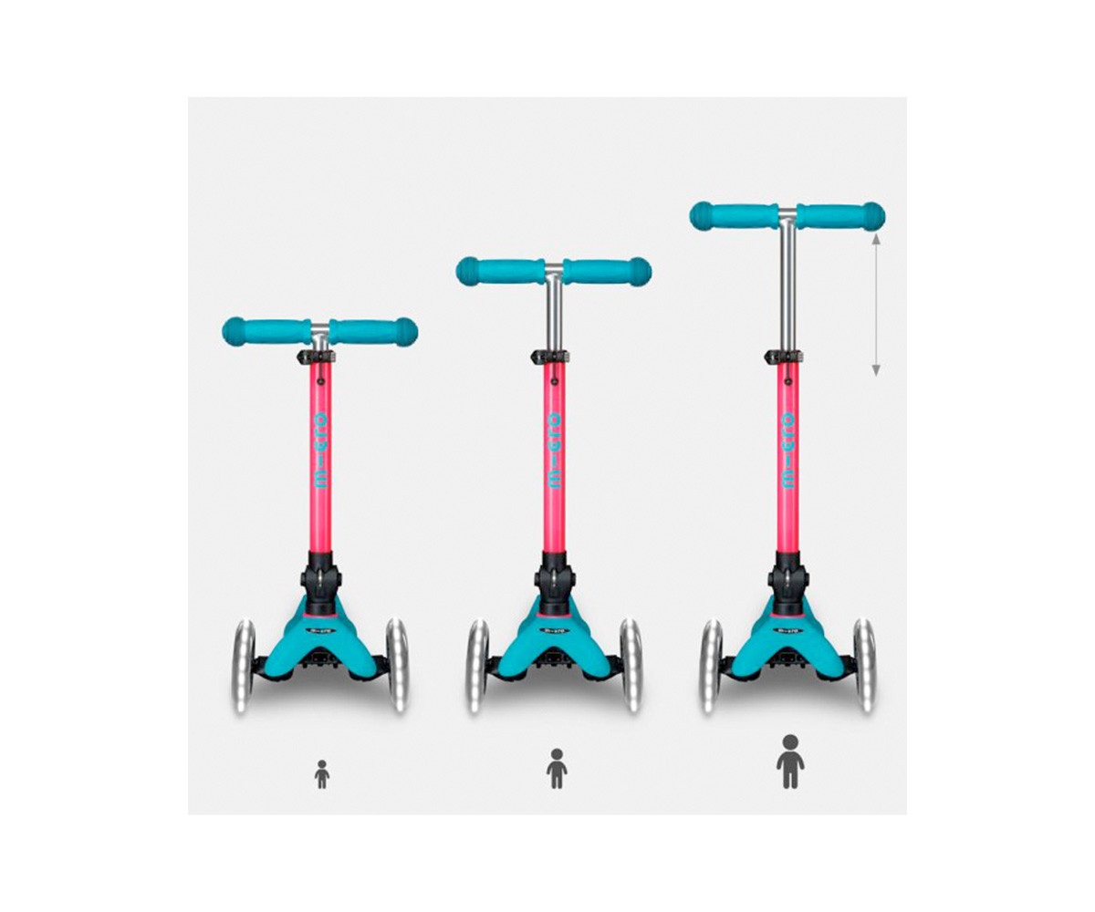 Patinete Plegable Mini Micro Deluxe Neon Aqua/Fucsia Luces LED