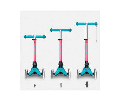 Patinete Plegable Mini Micro Deluxe Neon Aqua/Fucsia Luces LED