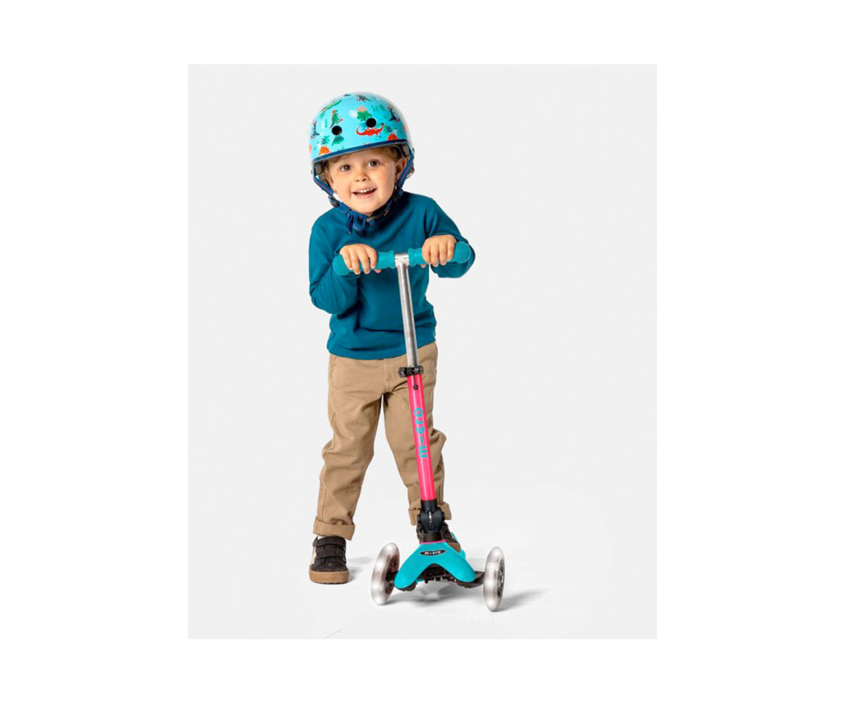 Patinete Plegable Mini Micro Deluxe Neon Aqua/Fucsia Luces LED