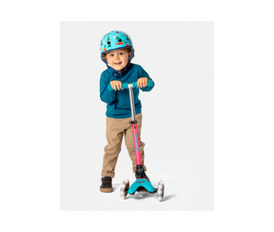 Patinete Plegable Mini Micro Deluxe Neon Aqua/Fucsia Luces LED