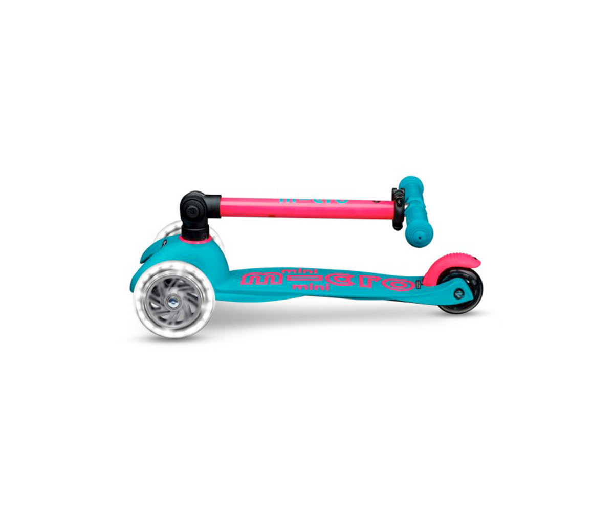 Patinete Plegable Mini Micro Deluxe Neon Aqua/Fucsia Luces LED