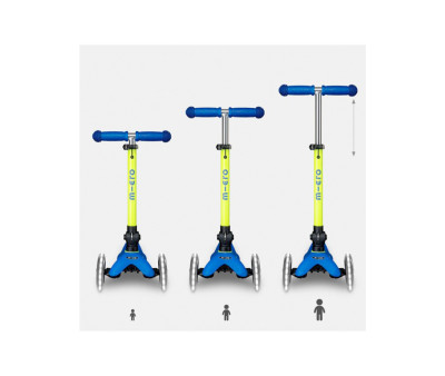 Patinete Plegable Mini Micro Deluxe Neon Azul/Amarillo Luces LED