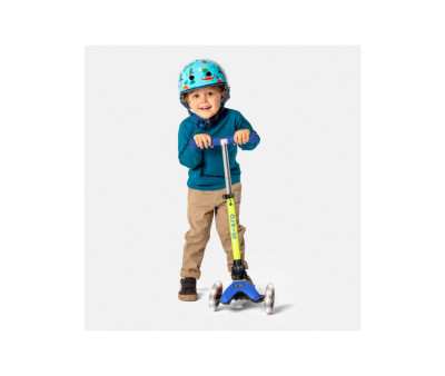 Patinete Plegable Mini Micro Deluxe Neon Azul/Amarillo Luces LED