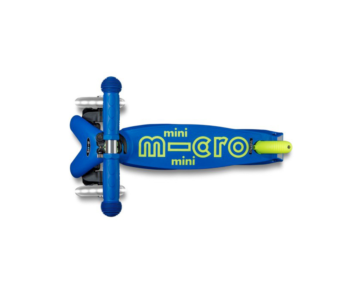 Patinete Plegable Mini Micro Deluxe Neon Azul/Amarillo Luces LED