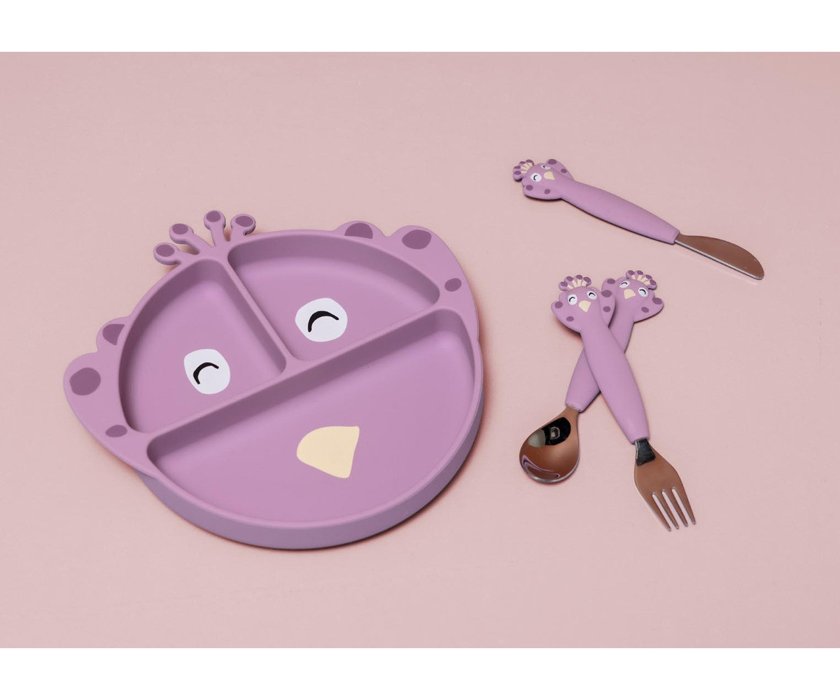 Plato 3 Compartimentos Silicona con Ventosa Mrs. Peacock