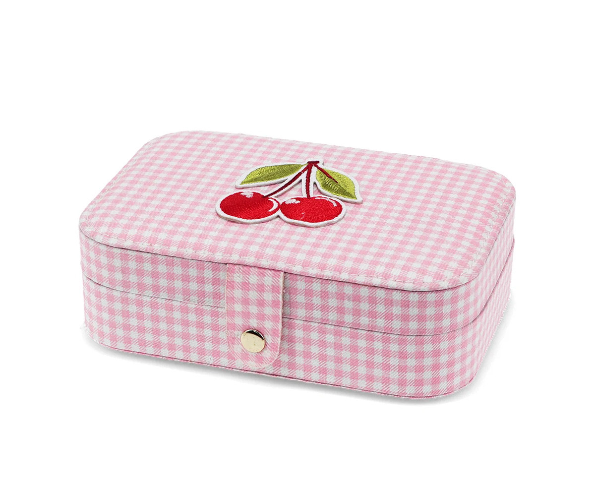 Joyero Pink Gingham Cherry