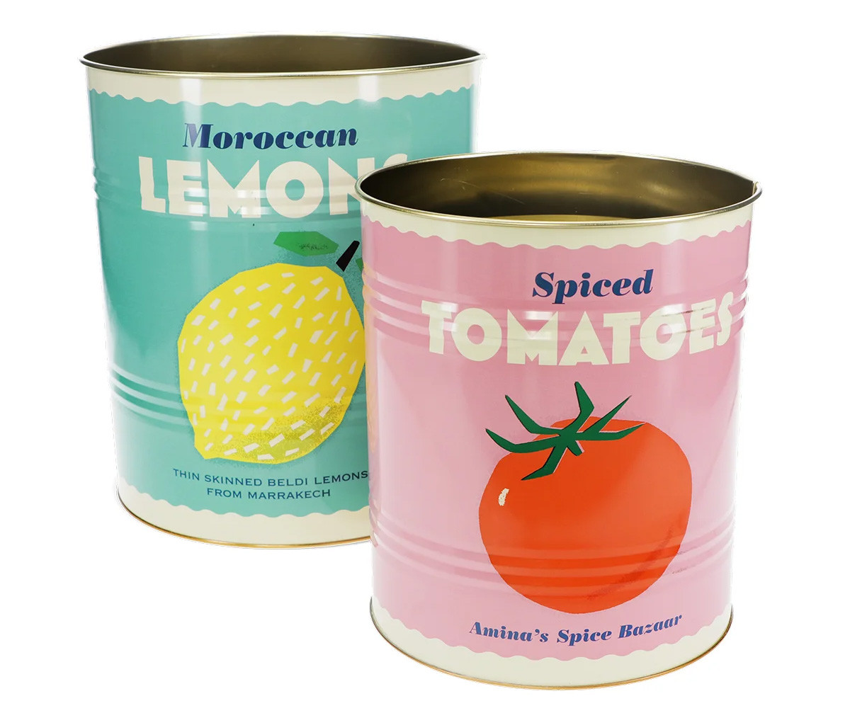 2 Recipienti in Metallo XL Lemon & Tomato